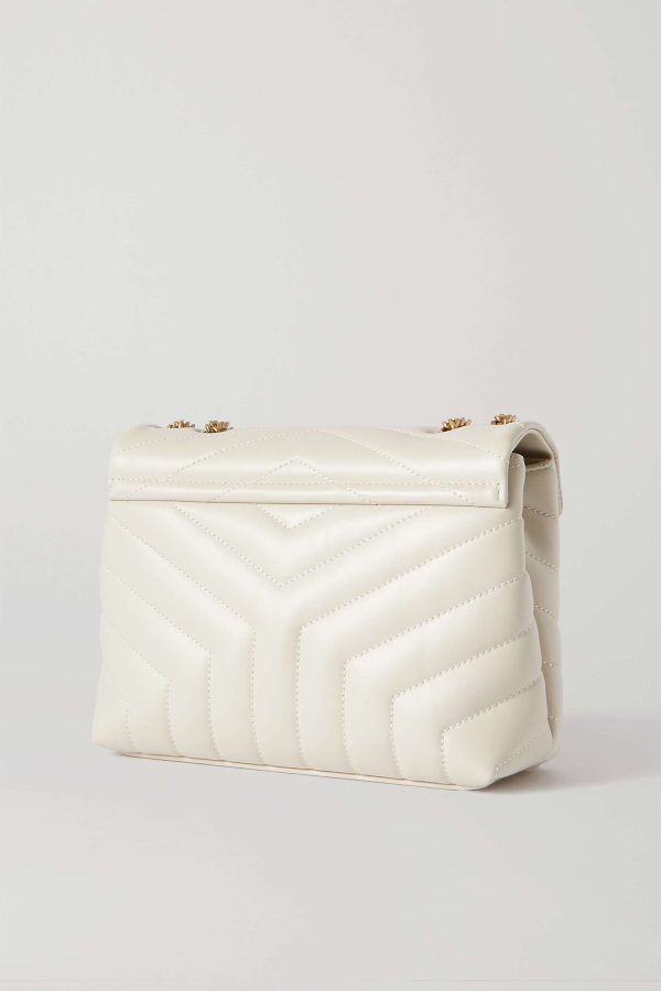 SAINT LAURENT YSL Loulou Small Quilted Leather Shoulder Bag white