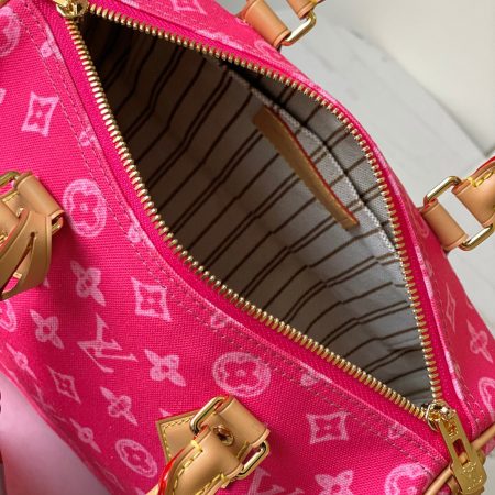 LV Speedy Bandoulière 25 Monogram Anniversary Canvas Bag Red - Image 9
