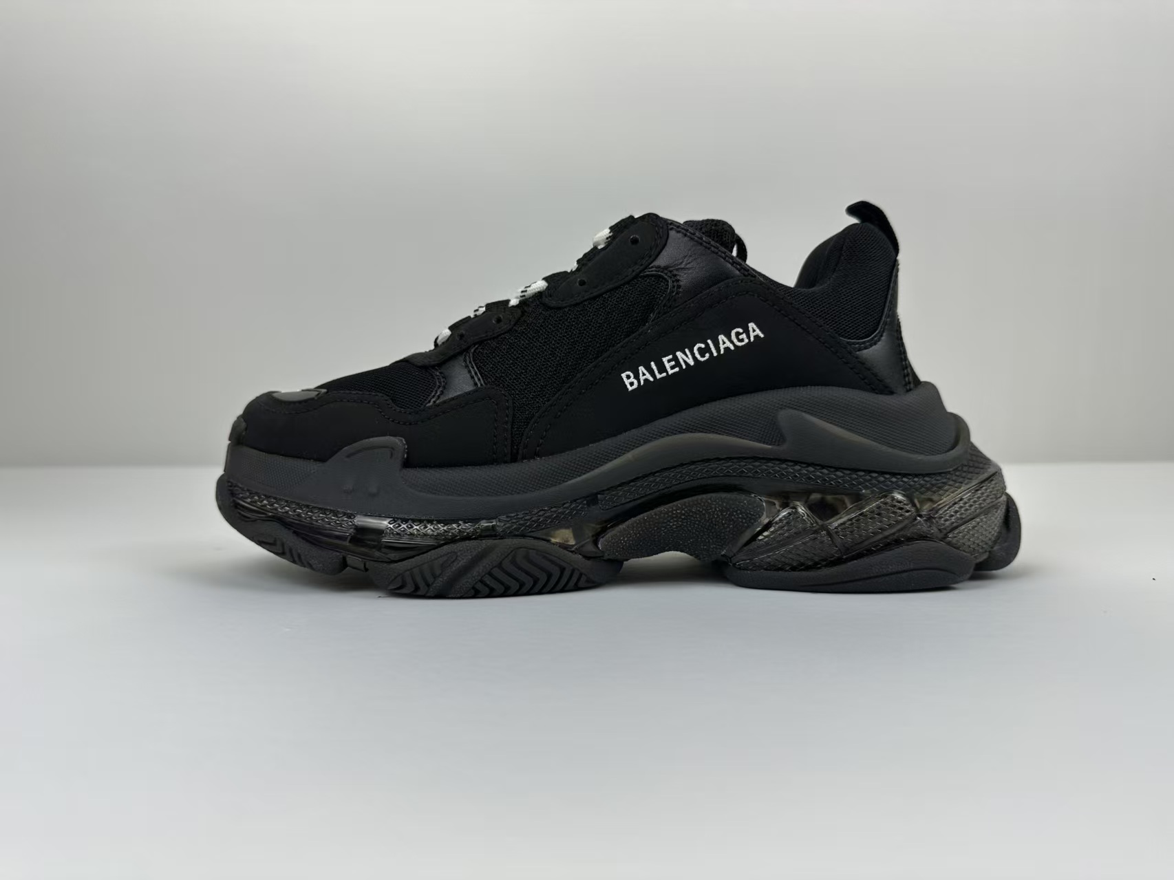 Balenciaga Triple S Clear Sole Sneakers Black Mirror Version 10A - Image 1