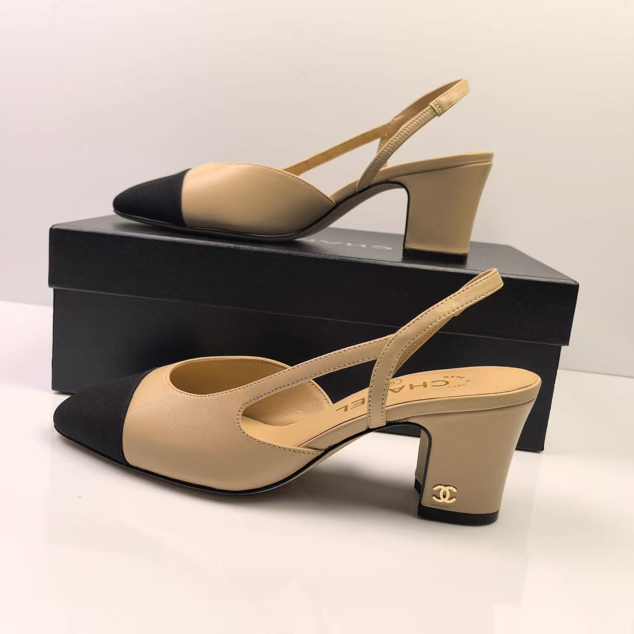 Chanel CC Sling Back Beige - Image 3