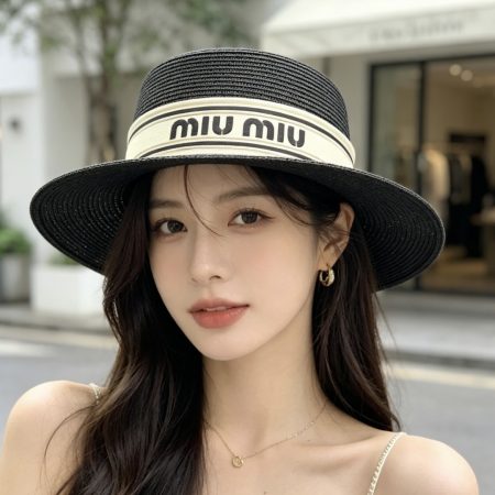 MiuMiu Flat-Brimmed Straw Hat - Image 6