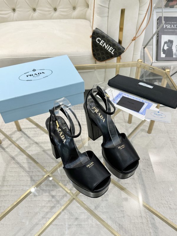 Prada Buckle Square-Heel Sandals