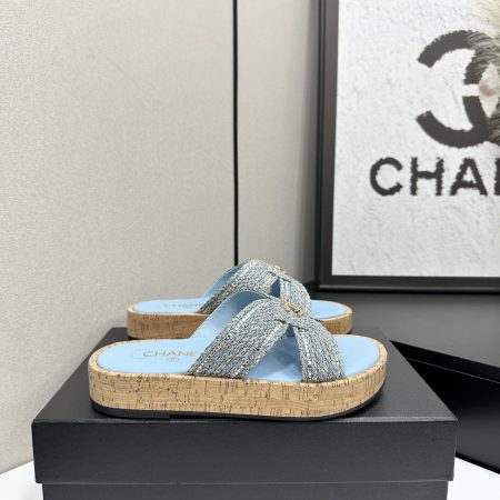 Chanel Raffia CC Platform Sandals - Image 3