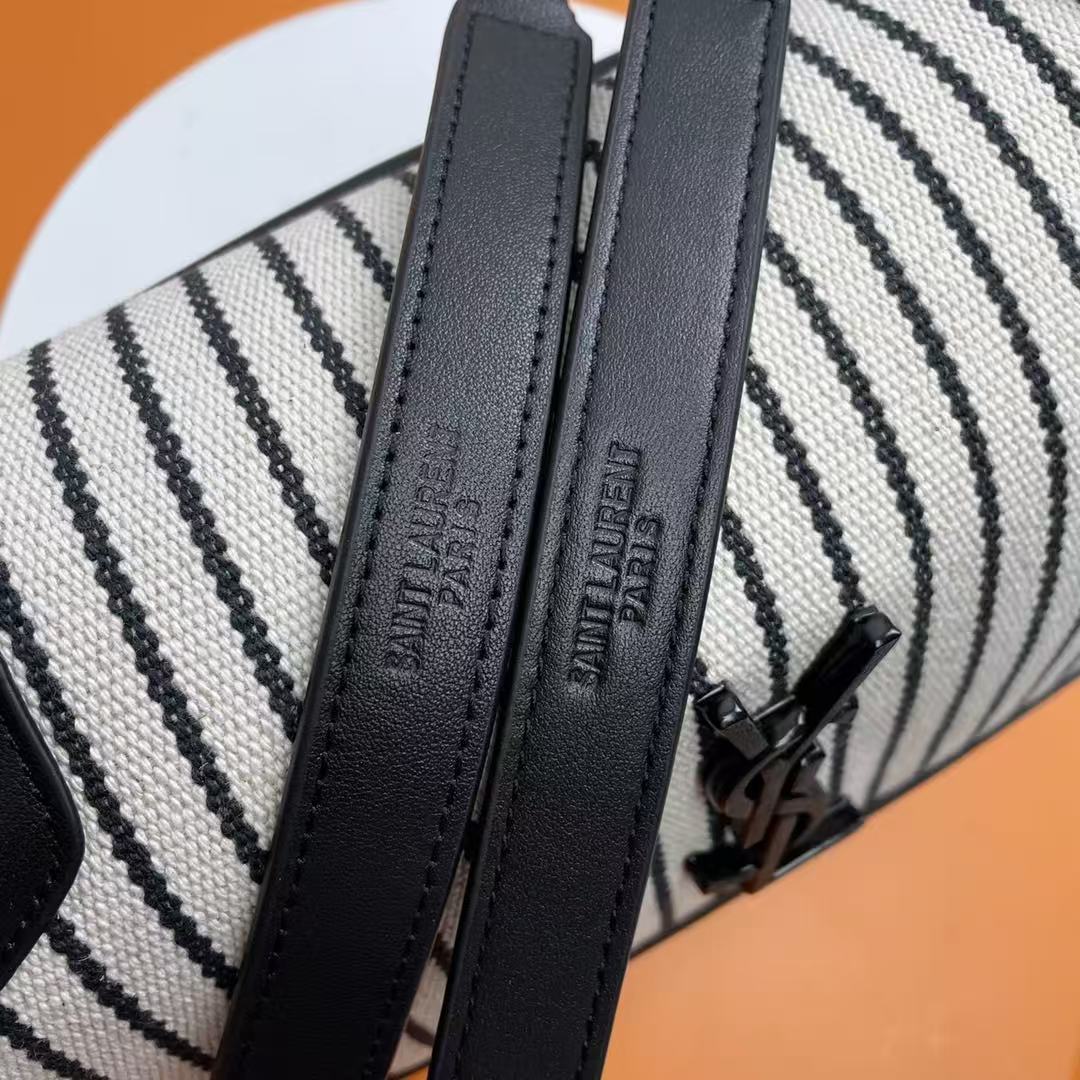Saint Laurent YSL Cotton Canvas Striped Shoulder Bag - Image 7