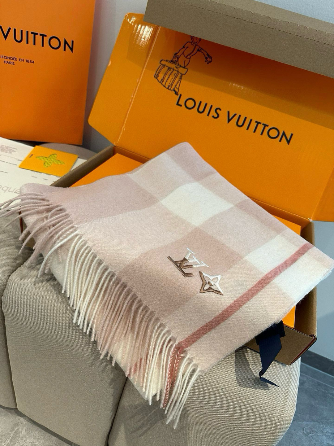 LV Pink Scarf - Image 1