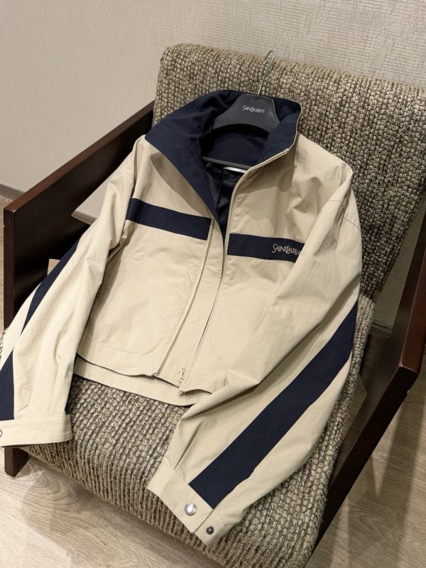 Saint Laurent YSL Jacket in Cotton in Beige