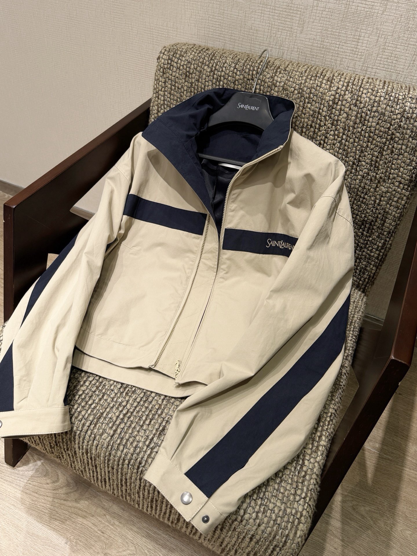 Saint Laurent YSL Jacket in Cotton in Beige - Image 5
