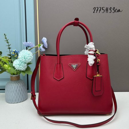 Prada Saffiano Double Medium Handle Bag - Image 7