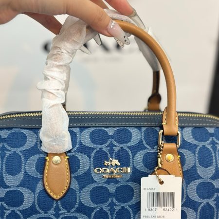 Coach Denim Mini Boston Bag - Image 8