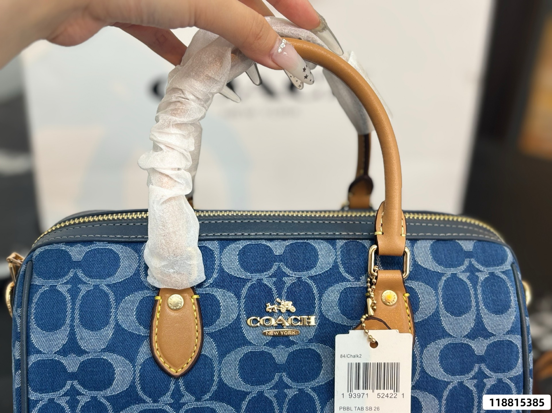 Coach Denim Mini Boston Bag - Image 8