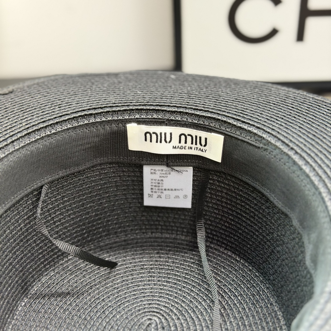 MiuMiu Flat-Brimmed Straw Hat - Image 12