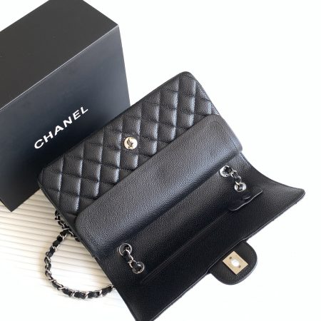 Chanel Black Calfskin Medium Classic Double Flap Shoulder Bag -Top Quality - Image 7
