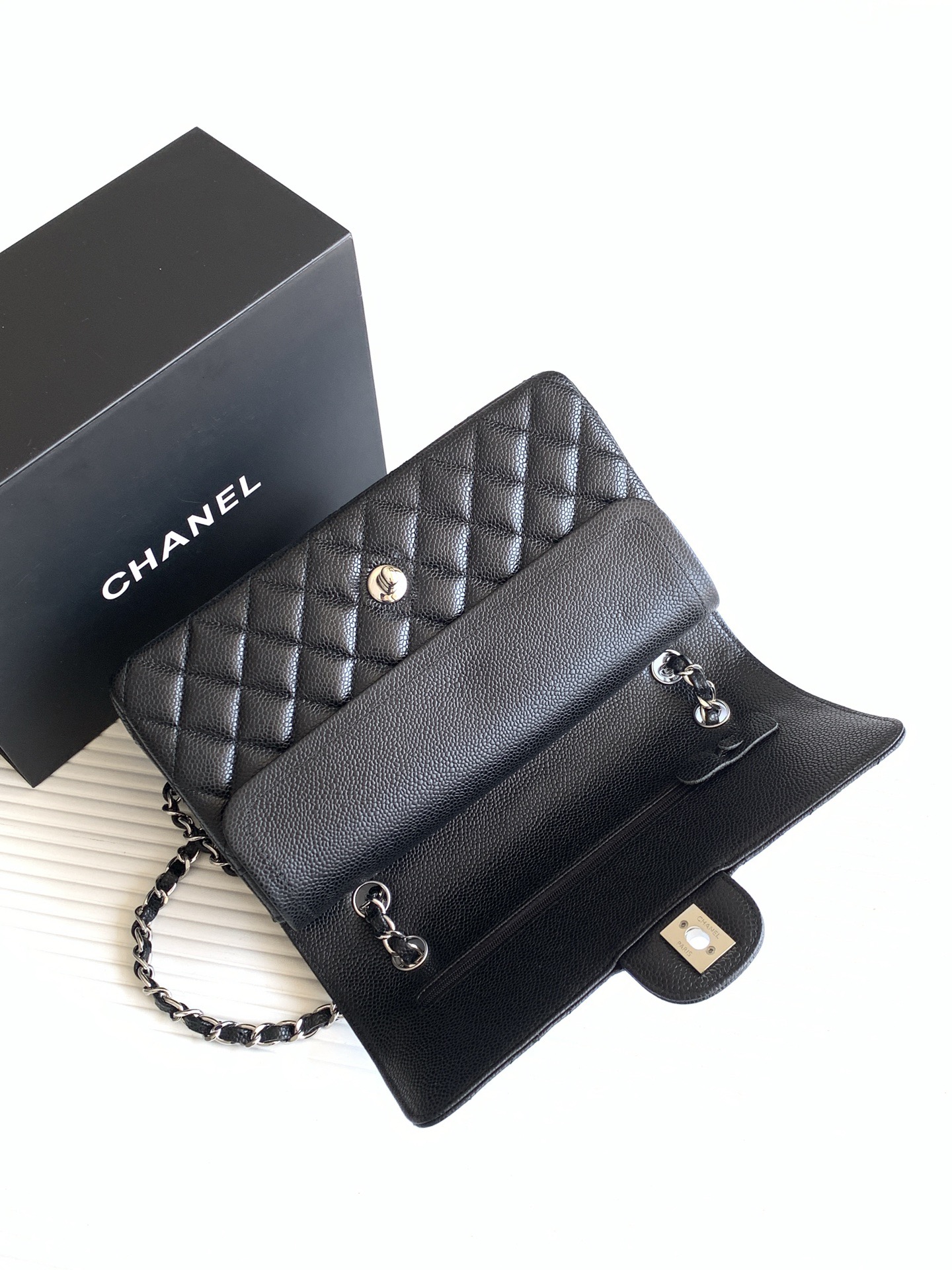 Chanel Black Calfskin Medium Classic Double Flap Shoulder Bag -Top Quality - Image 7
