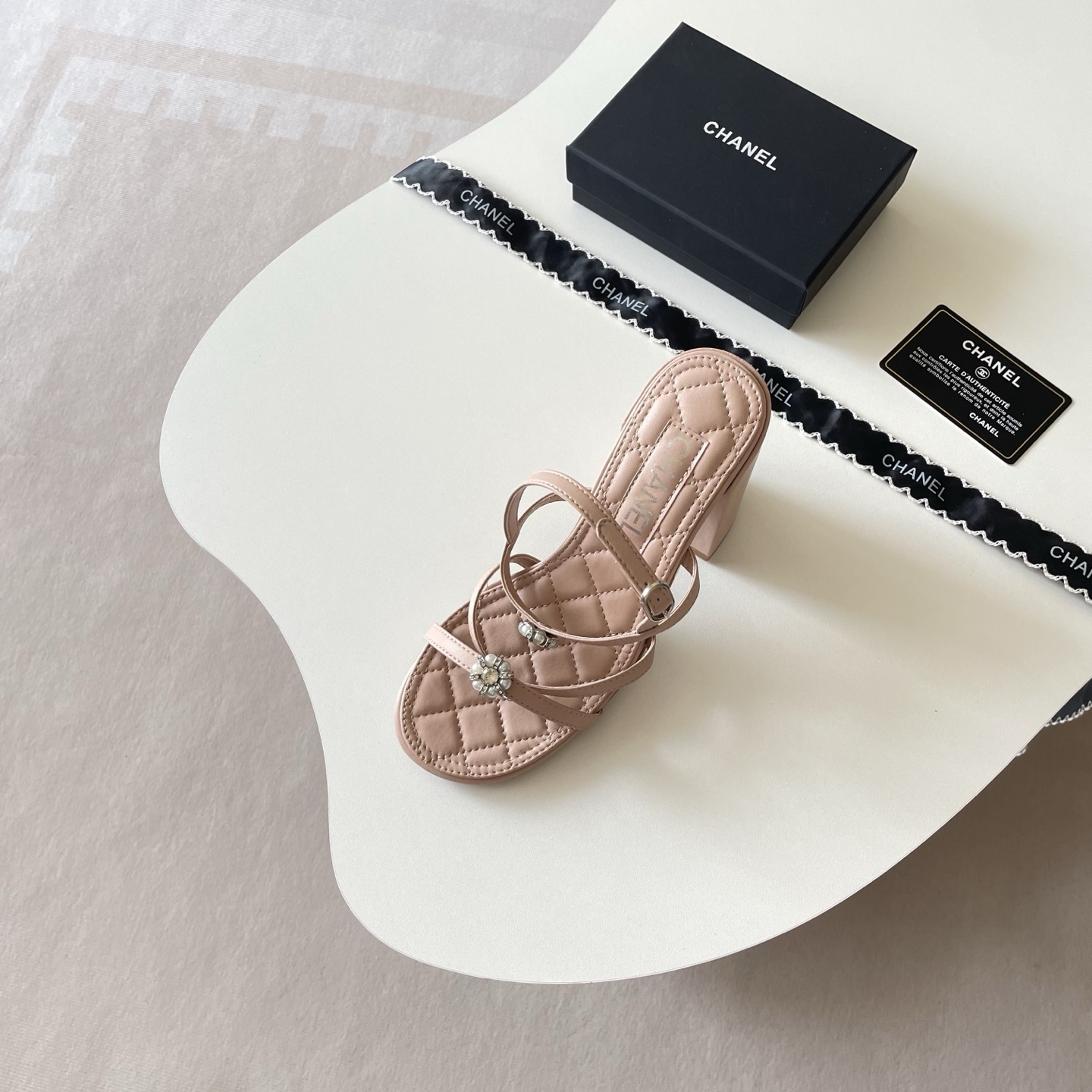 Chanel 6P Camellia Chunky-Heel Sandals - Image 6