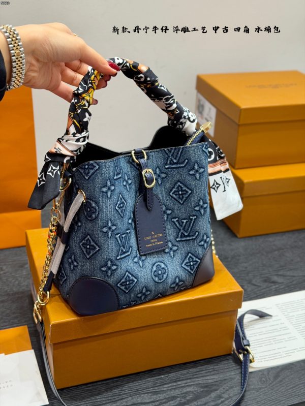 LV Denim bucket shoulder handbag