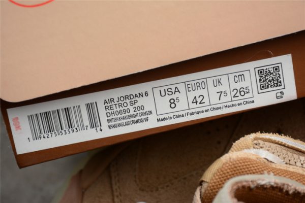 TRAVIS SCOTT X AIR JORDAN 6 BRITISH KHAKI DH0690-200