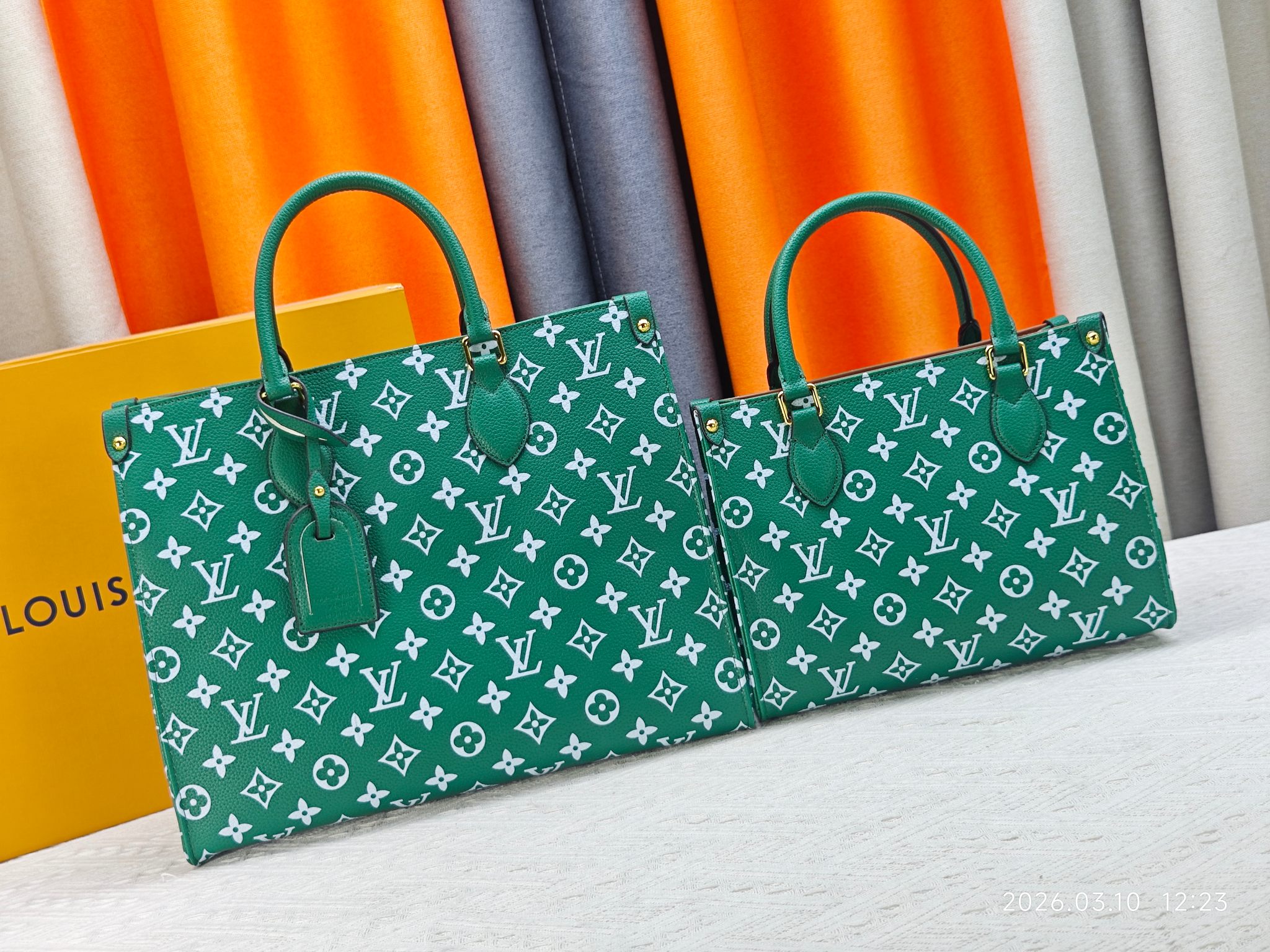 LV Green & White Monogram OnTheGo PM Bag - Image 1
