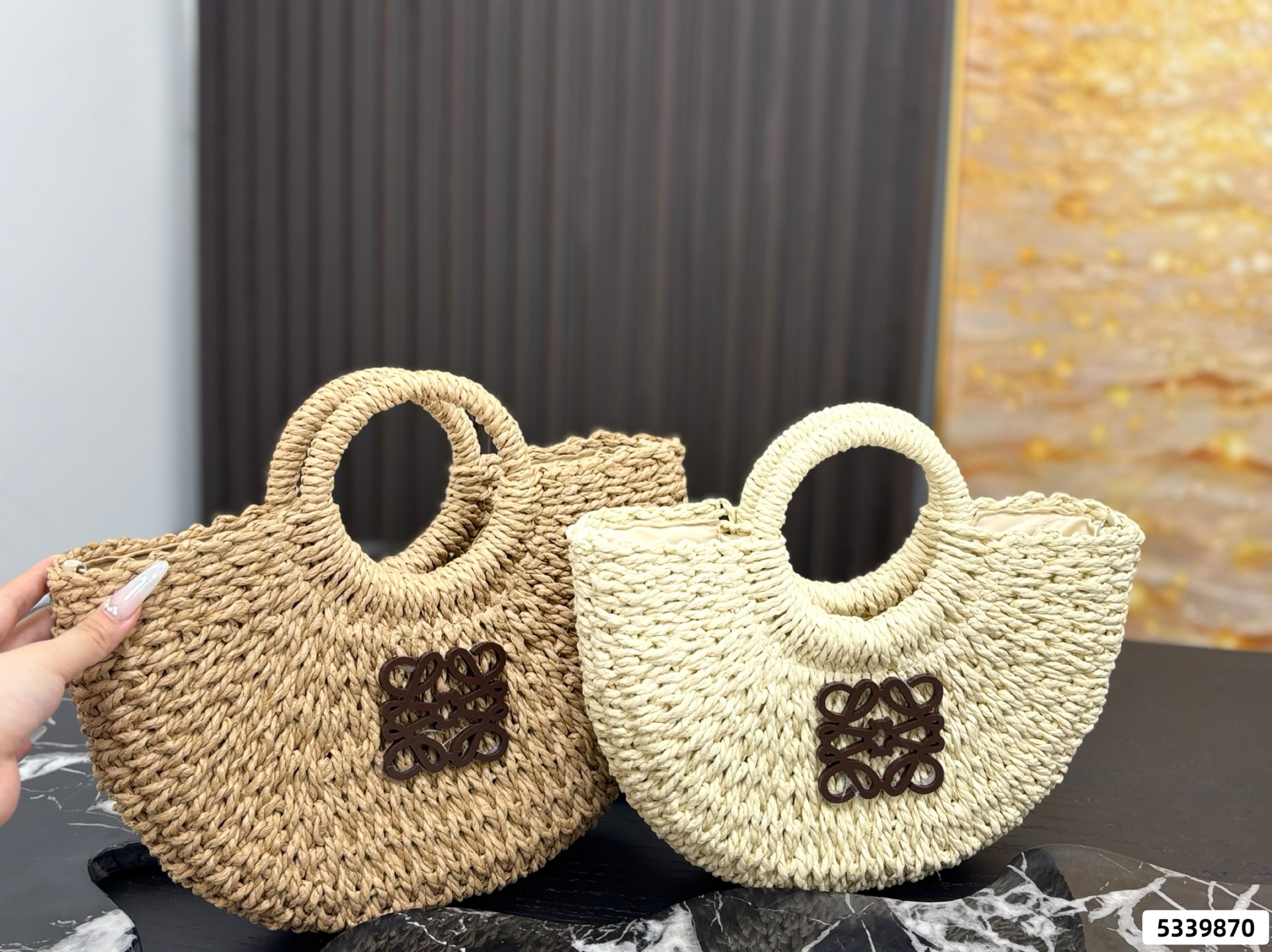 Loewe Anagram Basket Woven Shopping Bag - Image 1