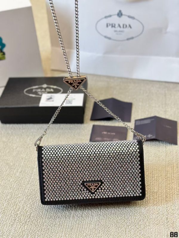 Prada Flap Card Holder with Chain