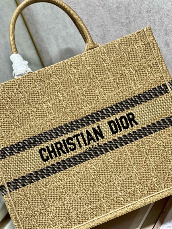 Dior Book Tote Large Natural Cannage Raffia