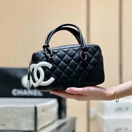 Chanel Black Quilted Leather Cambon Bowling Bag - Image 4