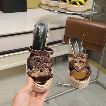 YSL Braided Wedge Sandals - Image 7