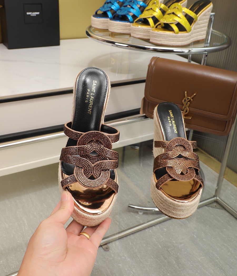 YSL Braided Wedge Sandals - Image 7