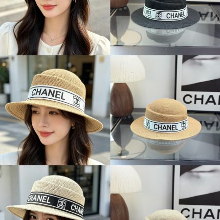 Chanel Flat-Brimmed Straw Hat - Image 1