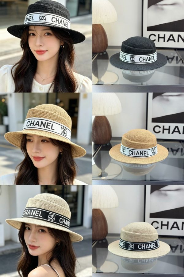 Chanel Flat-Brimmed Straw Hat