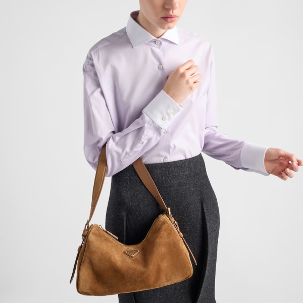 Prada Aimée Medium Suede Shoulder Bag
