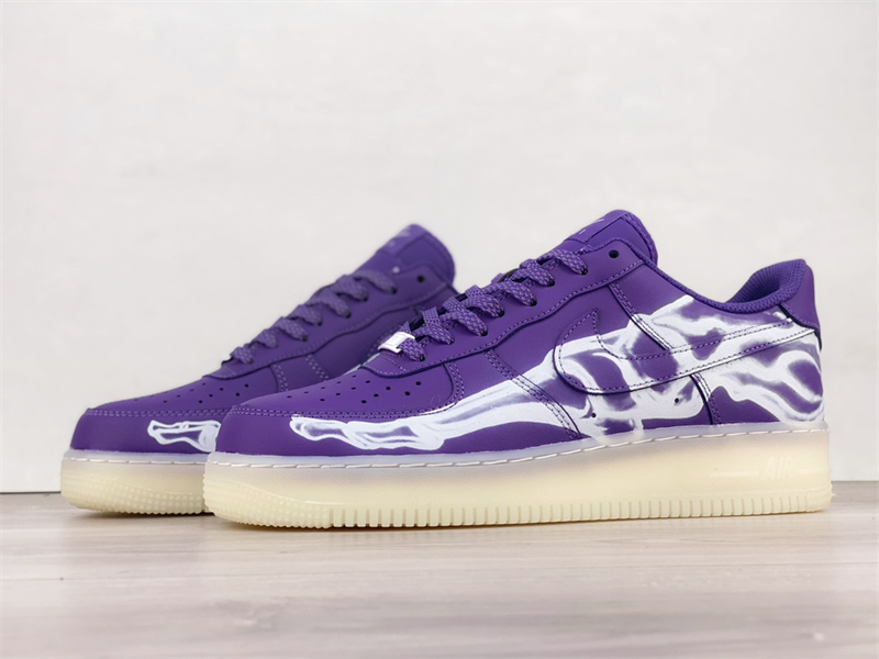 Nike Air Force 1 Low '07 QS Purple Skeleton Halloween CU8067-500 - Image 2