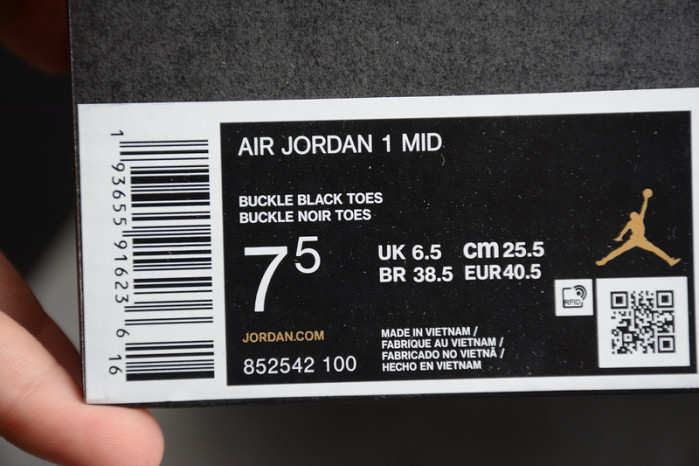Air Jordan 1 Mid SE Union Black Toe 852542-100 - Image 14