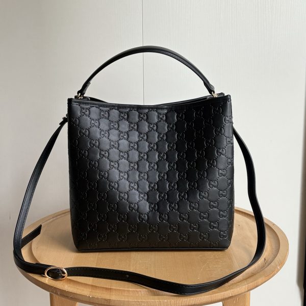 Gucci GG Emblem Medium Bucket Bag Black