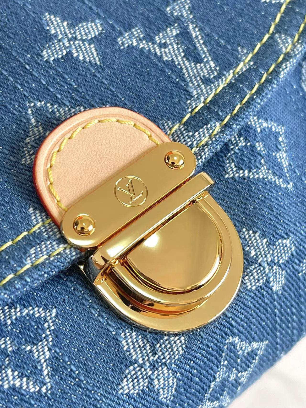 LV Monogram Denim Mini Pleaty Shoulder Bag - Image 5