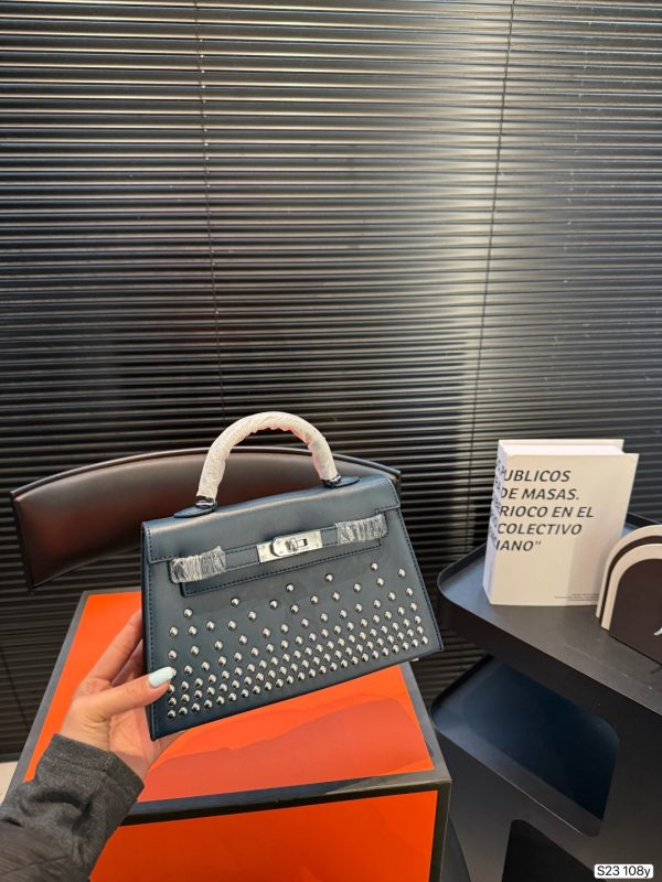 Hermès Mini Kelly 2nd Generation Black and Silver Handbag