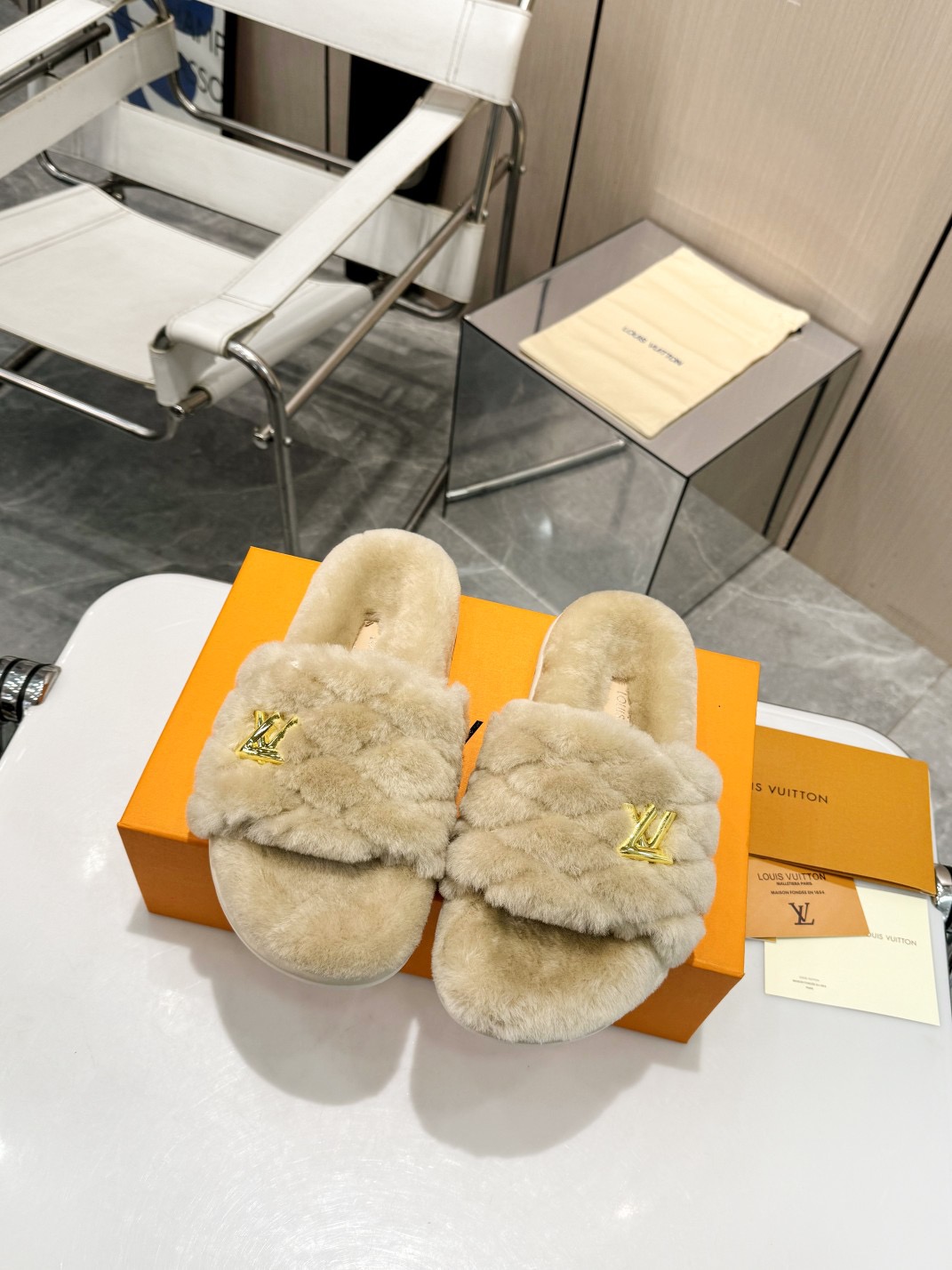 LV Fuzzy Slippers - Image 1