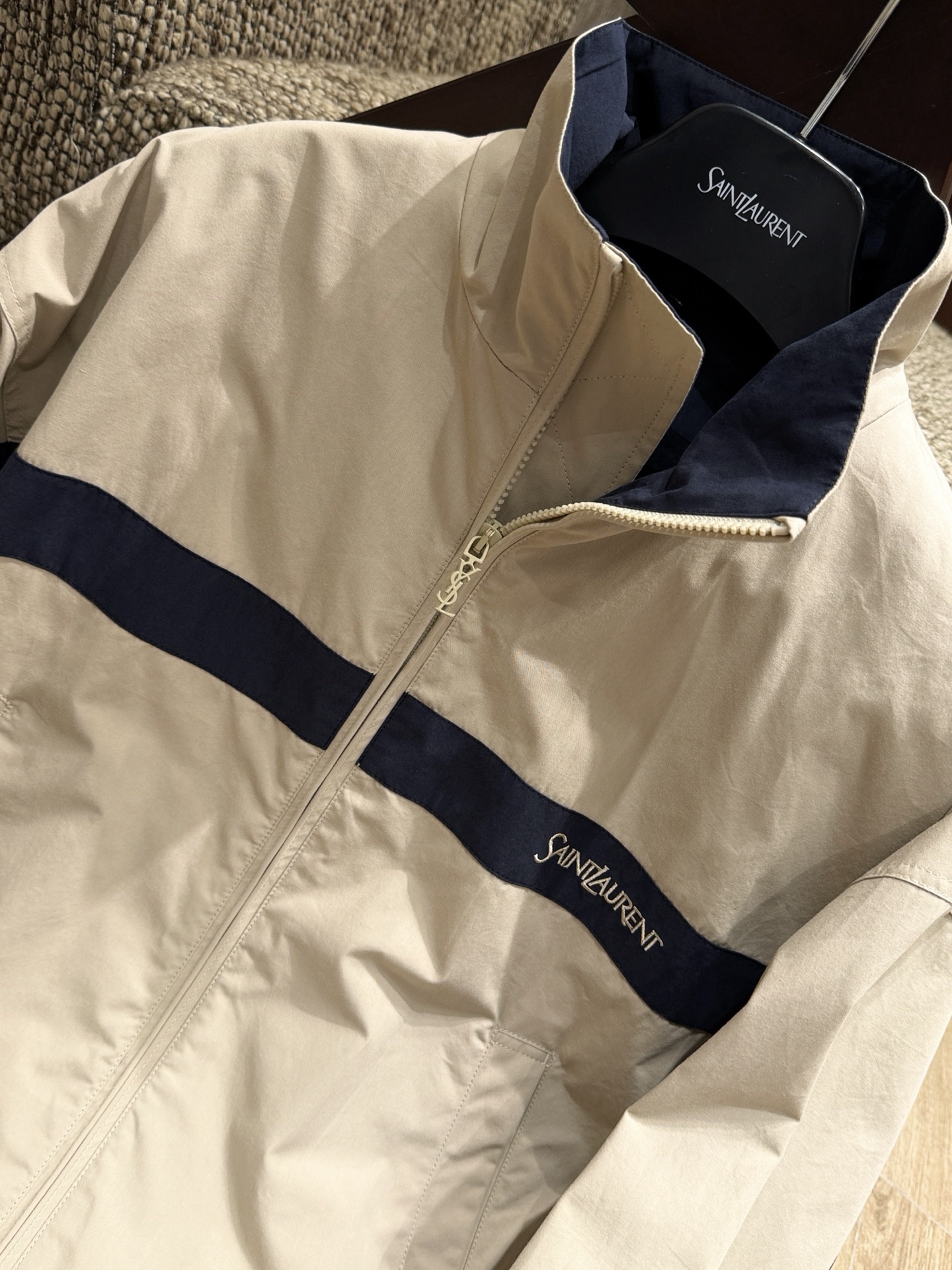 Saint Laurent YSL Jacket in Cotton in Beige - Image 4