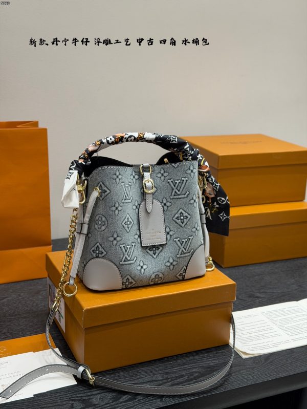 LV Denim bucket shoulder handbag