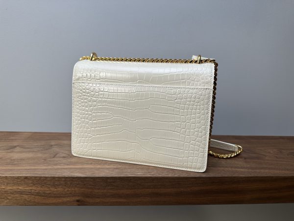 Saint Laurent YSL Sunset Medium in Crocodile-Embossed