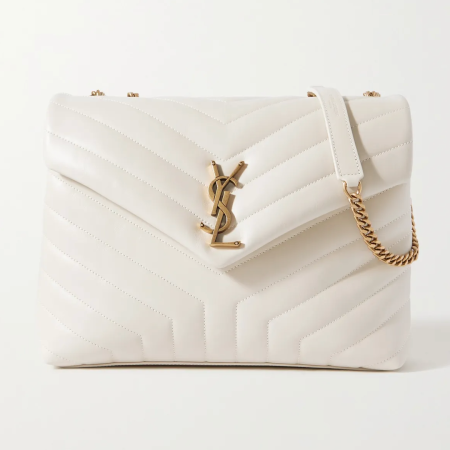 SAINT LAURENT YSL Loulou Medium Quilted Leather Shoulder Bag White