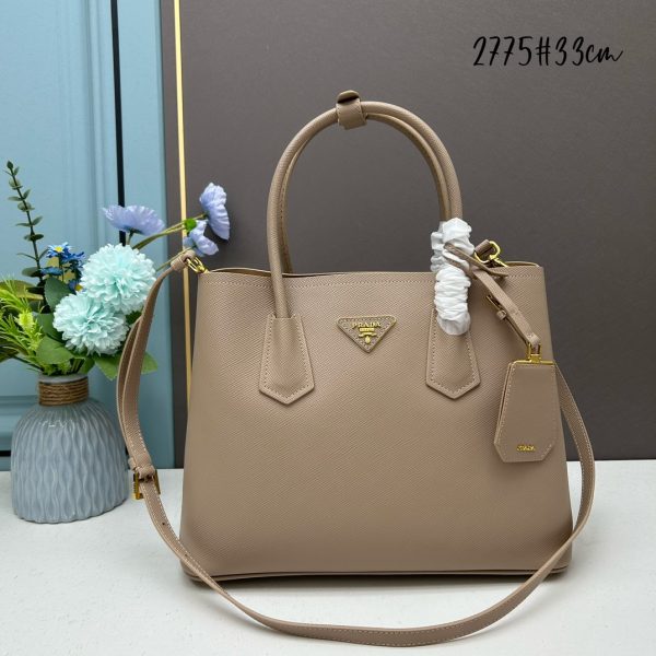 Prada Saffiano Double Medium Handle Bag