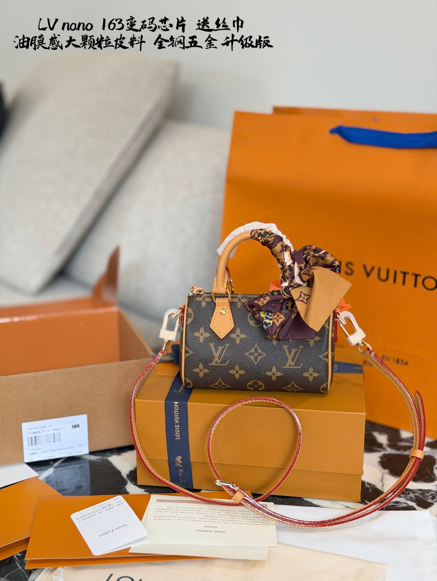 LV Nano Speedy Bag With Scarf - Image 1