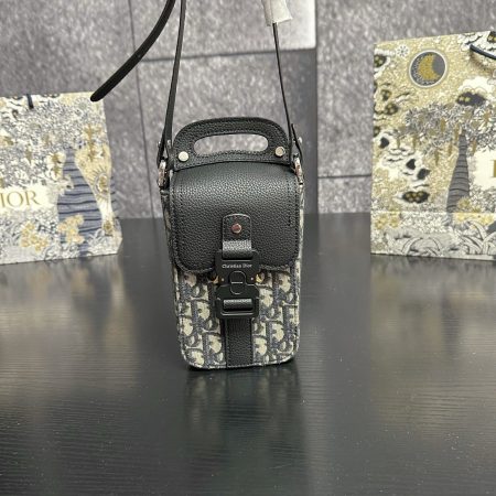 Dior Oblique GrainedCalfskin Vertical Saddle Bag - Image 8