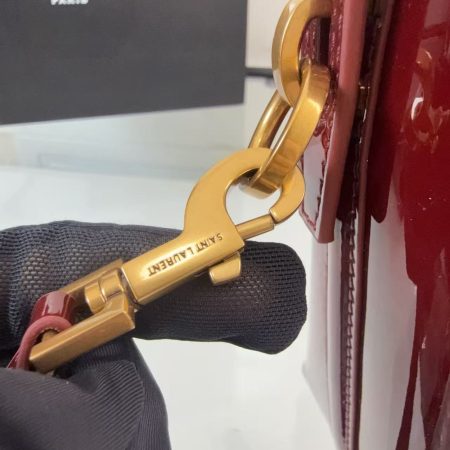 YSL LE 37 Mini in Patent Leather in Bordeaux - Image 7