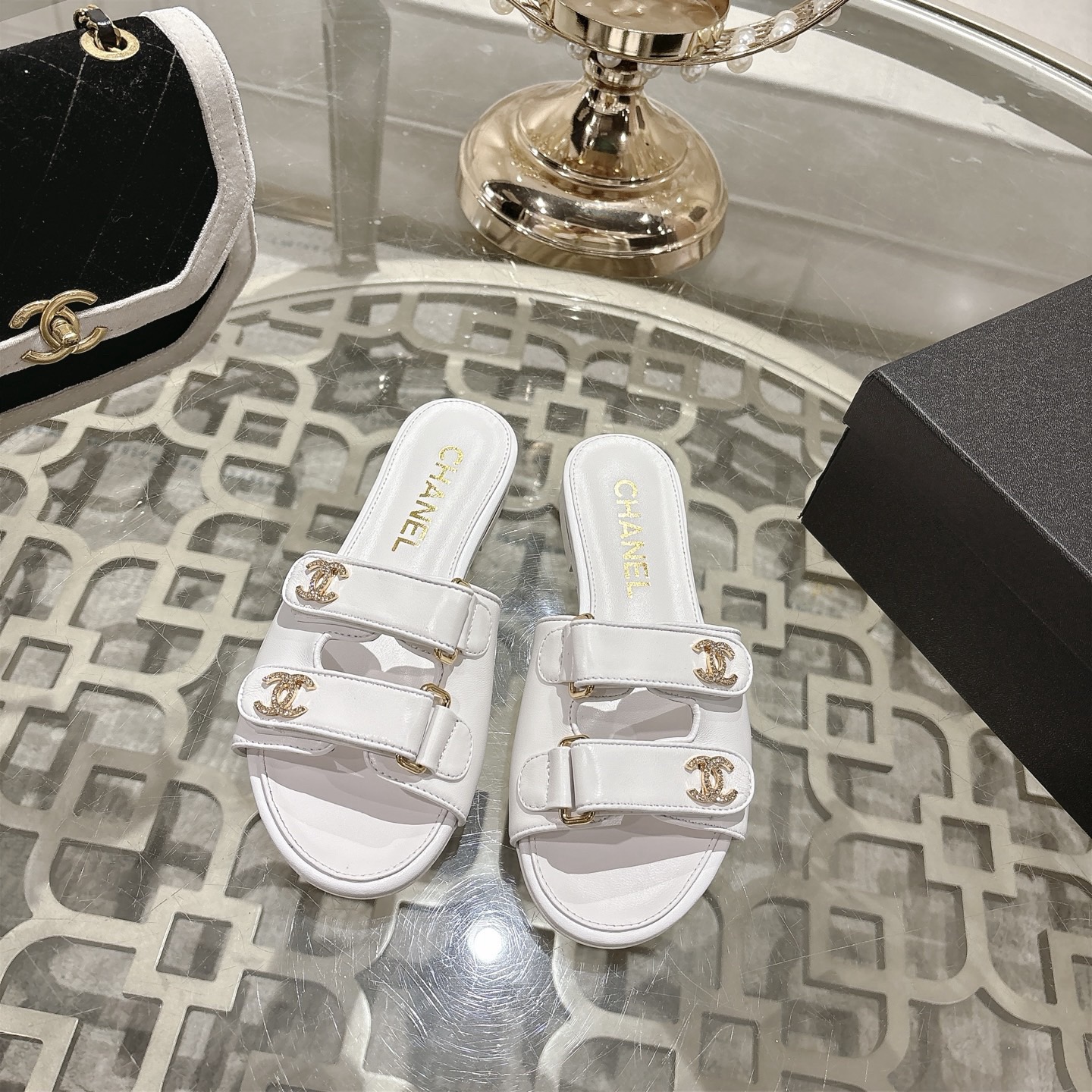 CHANEL CC Spring Flat Sandals - Image 3