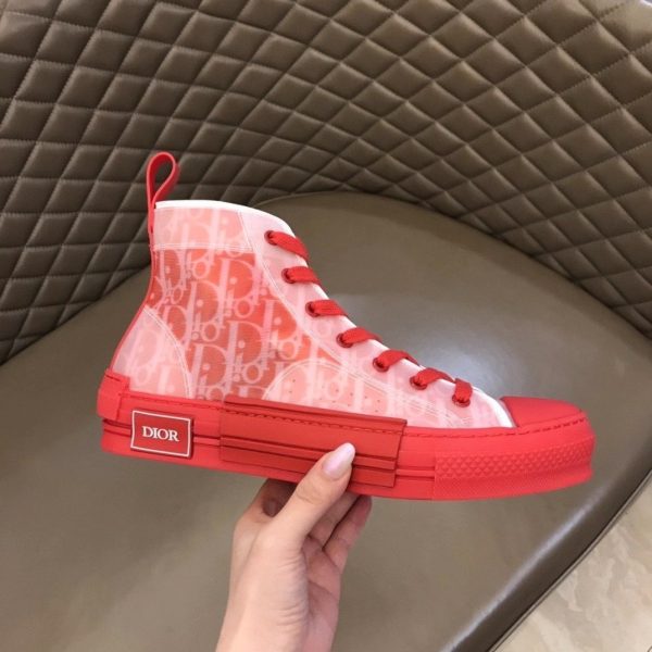 Dior B23 Red High-top Canvas Shoes