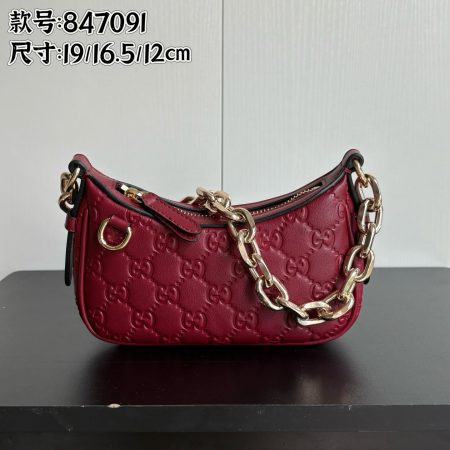 Gucci Embossed Crescent Bag - Image 2