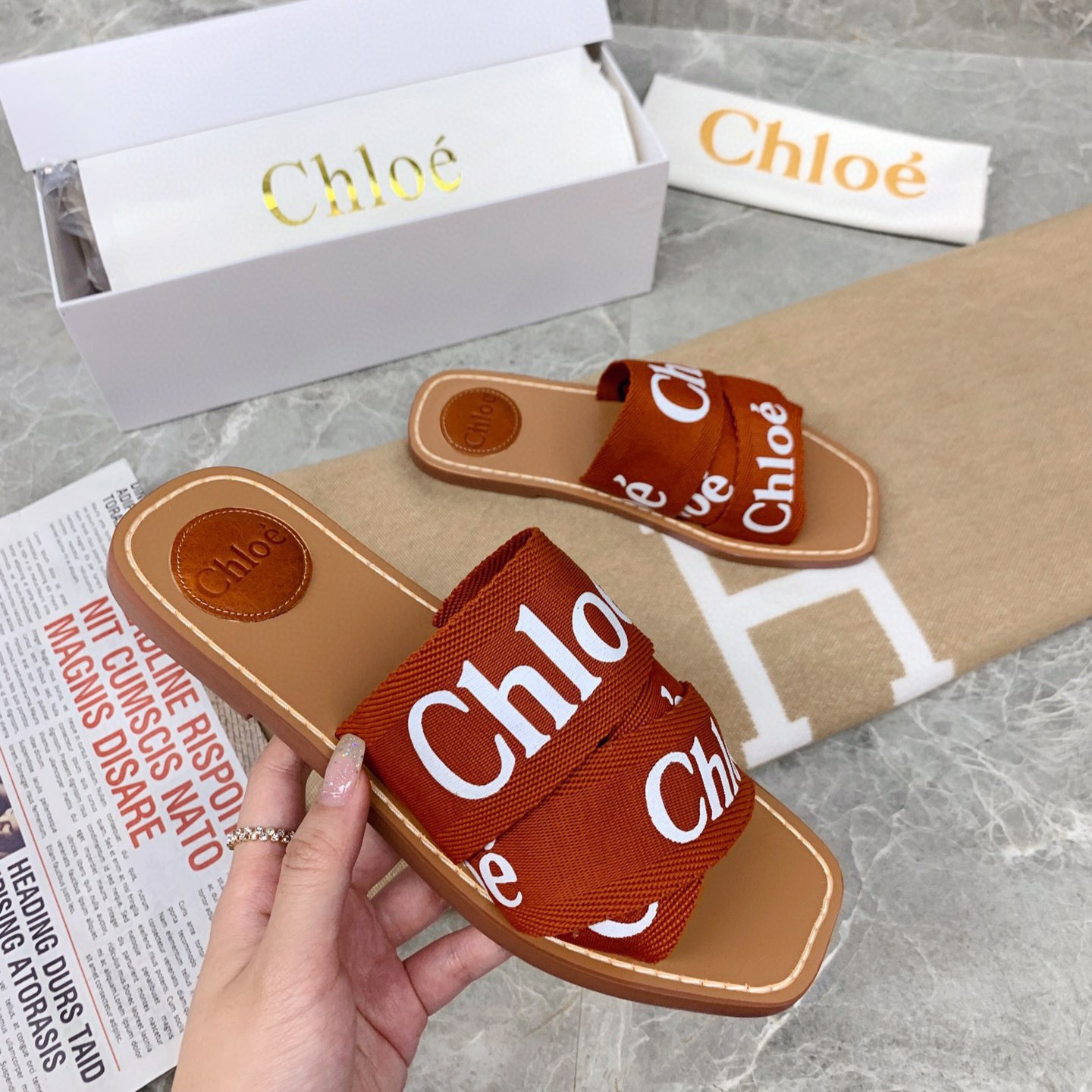 Chloe Woody Flat Mule Slide Sandals - Image 7
