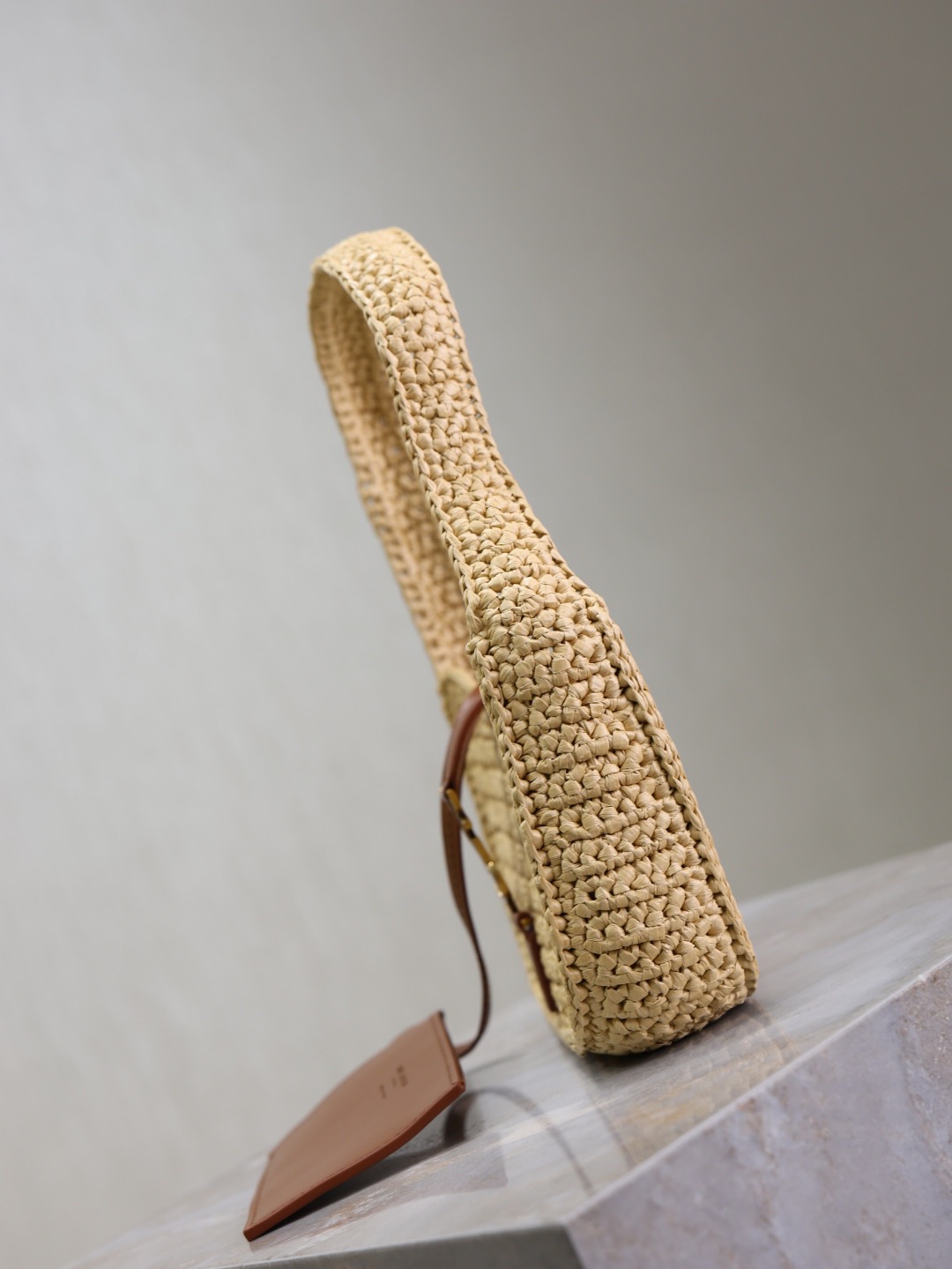 SAINT LAURENT Raffia Calfskin Le Mini Hobo Natural - Image 3