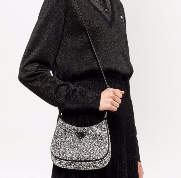 Prada Cleo Leather diamond Shoulder Bag Handbag